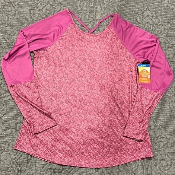 Columbia Womens Pink Leopard Omni Shade Long Sleeve Work Out Fishing Shirt XL - Picture 10 of 14